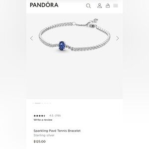 NEW Pandora Silver Tennis Bracelet with Blue Sapphire
